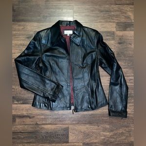 Women’s size medium leather jacket. Black in color. No rips, holes or stains